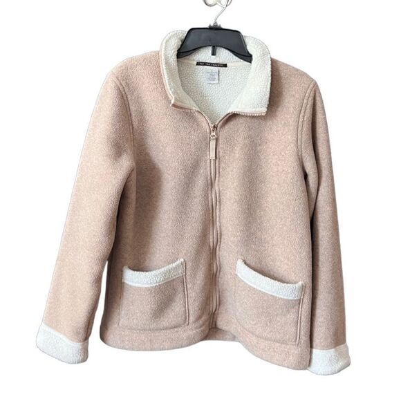 For the republic Sherpa zip up jacket, brown, size large - Picture 1 of 10